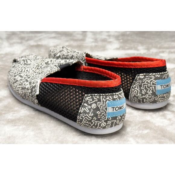 Toms Keith Haring Chalkboard Mesh Slip On Classic Flats Womens Size 7 - Picture 11 of 14
